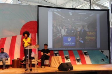 Shakirah Simley of Bi Rite Market speaking at The True Cost of American Food conference held in San Francisco