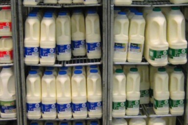 Milk on shelves