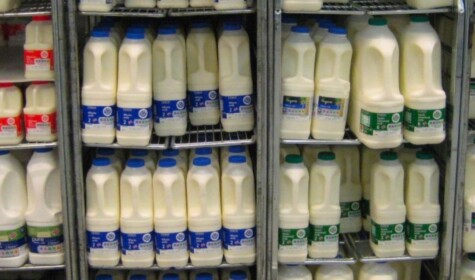 Milk on shelves