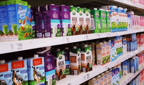 Cartons of milk in supermarket